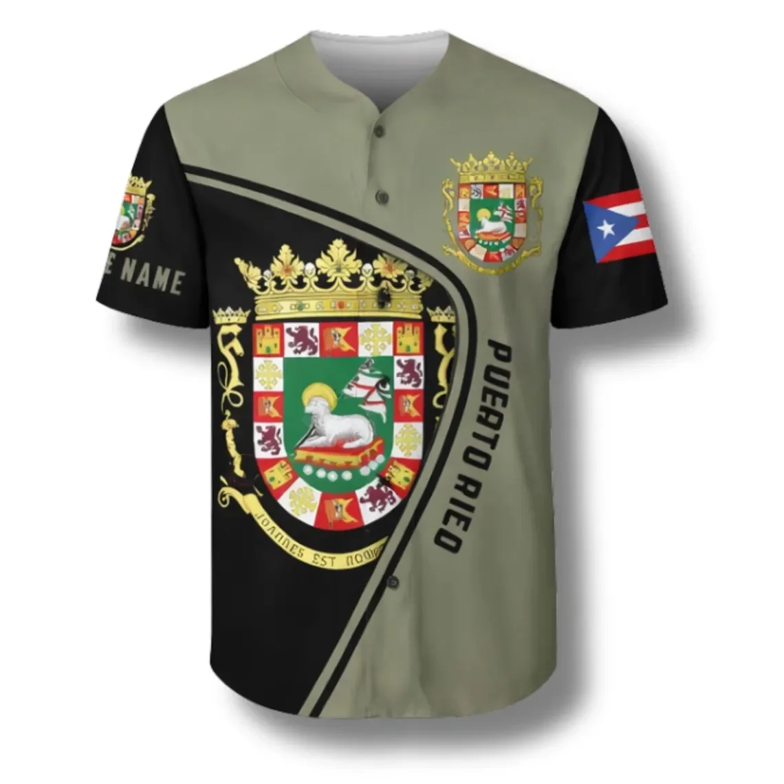 Puerto Rico Baseball Jersey  Custom Name 3D All Over Print with Coat of Arms Men For Women Shirt Casual Team Shirts Tops