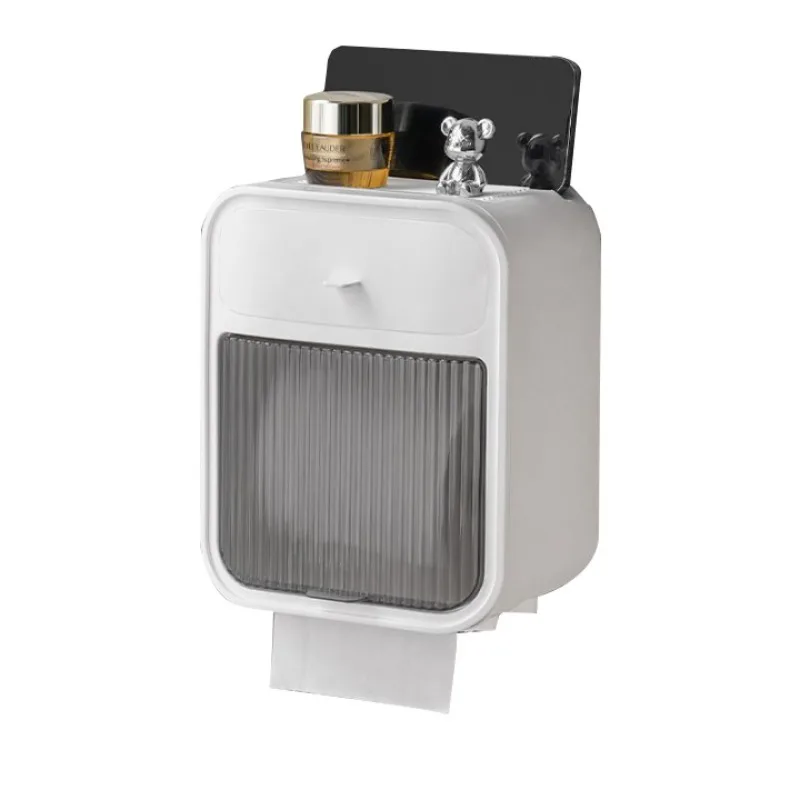 

carton Wall-mounted tissue box No punching Waterproof toilet pumping carton paper roll paper rack