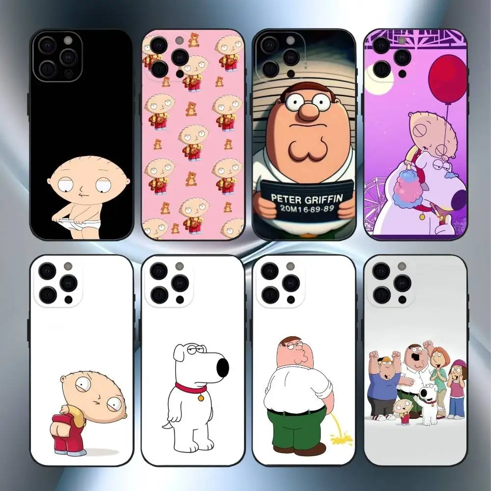 

F-Family Funny Guy Phone Case For iPhone17,16,15,14,13,12,11 Plus,Pro Max Soft Black Cover