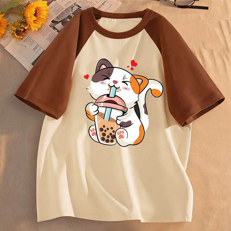 Modische T-Shirts mit lustigem Hund, der Saft trinkt, Kurzarm-Kinder-T-Shirt für Jungen und Mädchen, Sommer-Frühling, lässiges Oberteil