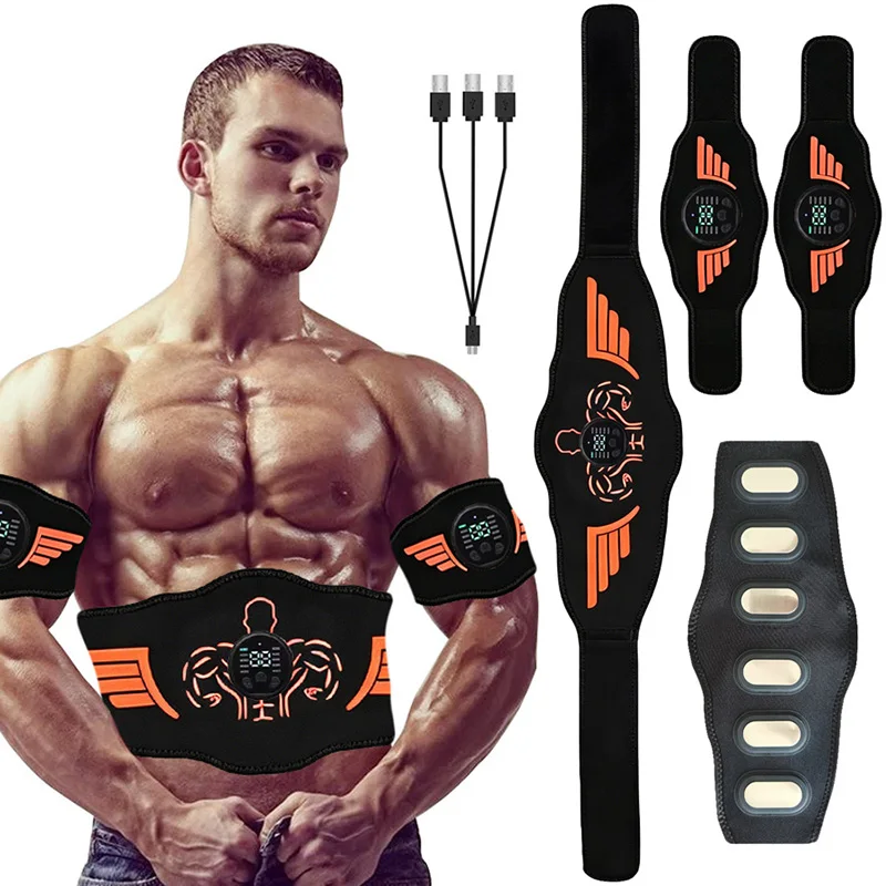 USB Recharge EMS Muscle Toner Toning Belt Smart Abdominal Abs Trainer Waist Arm Massage Home Gym Fitness Body Shaping Unisex