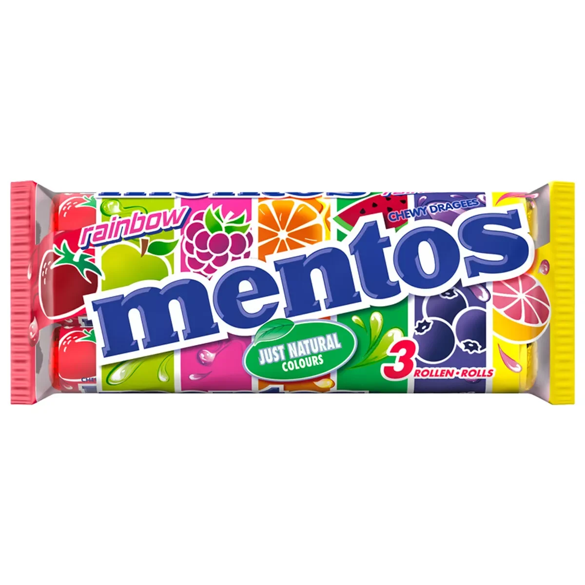 Mentos Caramelo Masticable con Zumo de Frutas con sabor fruit-rainbow-mint  18 x 38g