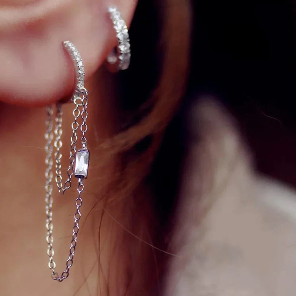 

1 Pair Chain Dangle Earrings Tassel Hoops Stylish Drop Jewelry For Women Party Wear Ear Accessories Fashion Tassel Earrings