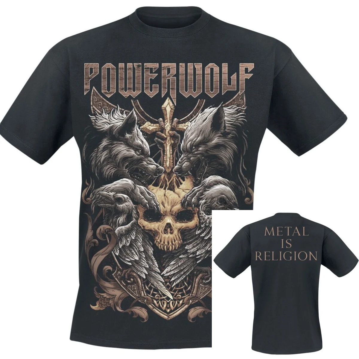 Wolves & Ravens Powerwolf T-Shirt Men Women Vintage Metal Rock Band Graphic Tee 100% Cotton Summer Streetwear Top