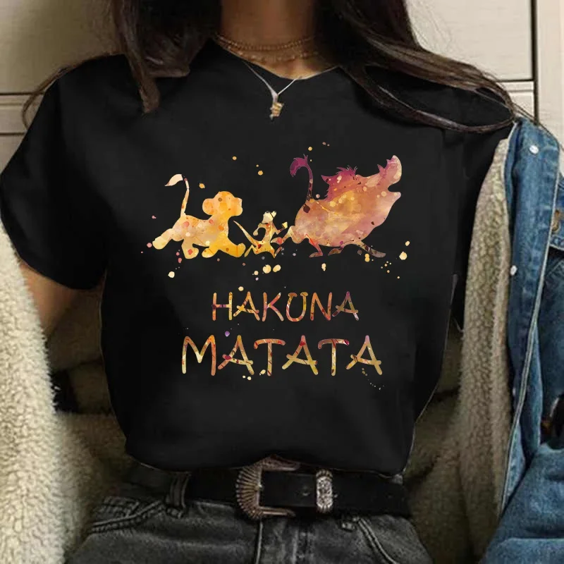 Fashion Woman Clothes HAKUNA MATATA Print T-shirt Leisure Top Tshirt Ladies Lion King Graphics Female T Shirt Women T Shirt