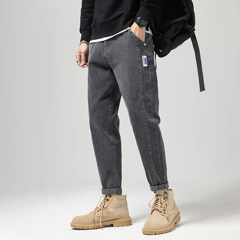 Men's Harem Jeans Slim Fit Classic Blue Denim Trousers Cotton Demin Harem Pants Fashion Streetwear Joggers