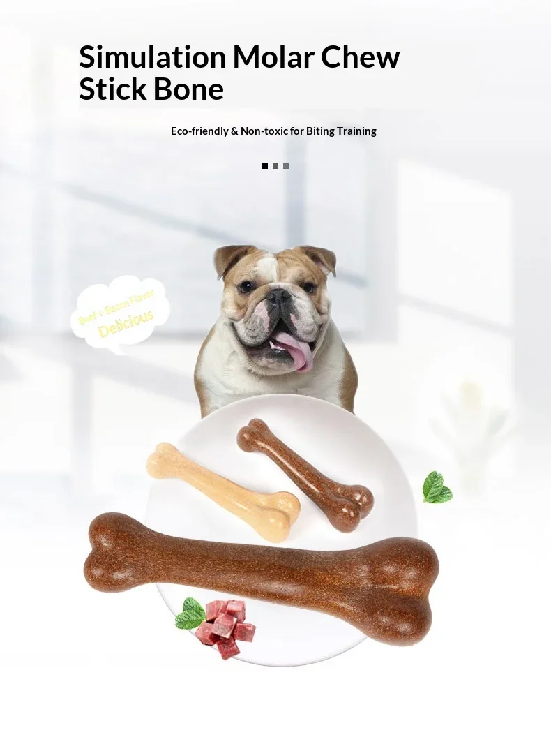 Long Lasting Beef Flavor Dog Bone Chew Toy Tough Wear Resistant Molar Stick Anti Destructive Toy For Medium Large Dogs