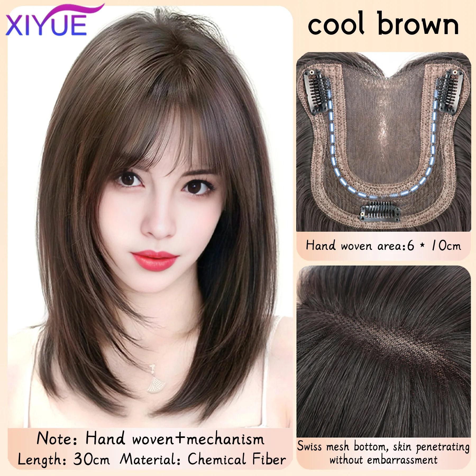 

Парик с водной рябью, воздушная челка, 3D челка на голове, невидимые бесшовные волосы на голове, натуральные невидимые сменные чехлы, белые волосы