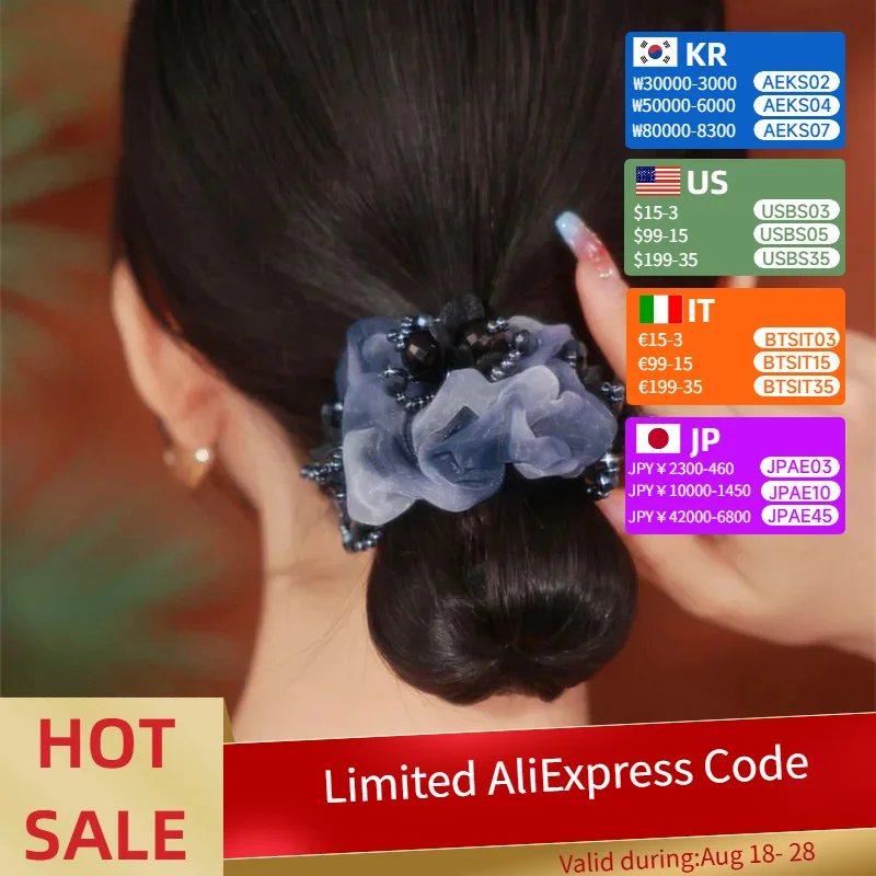 

Women Lace Hair Scrunchies Retro French Large Intestine Hair Band Ponytail Rubber Band Mother's Head Flower Hair Tite