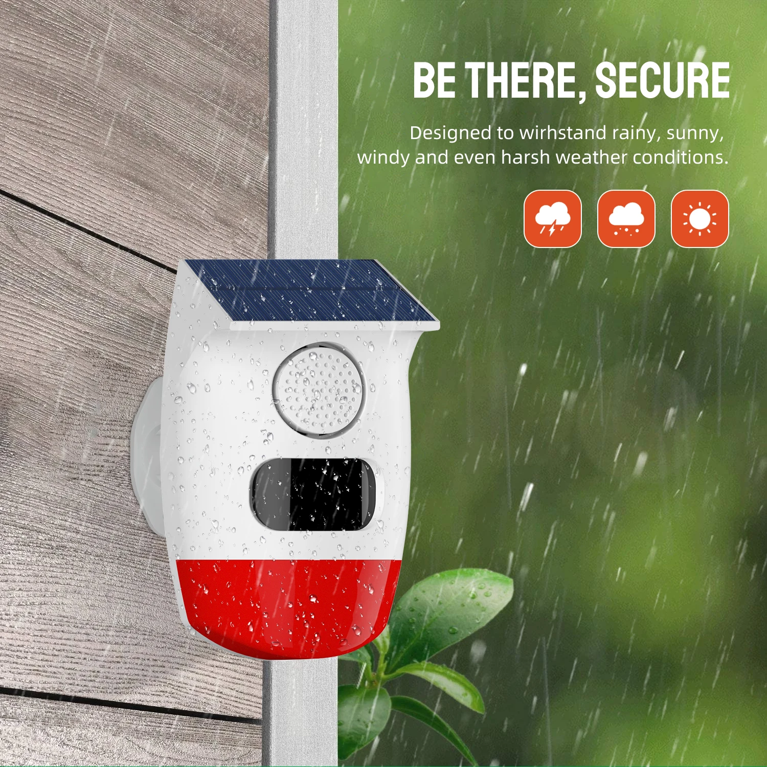 Allarme sensore di movimento wireless esterno solare Sirena da 120 dB Rivelatore a infrarossi PIR Luce stroboscopica impermeabile Sicurezza per la casa