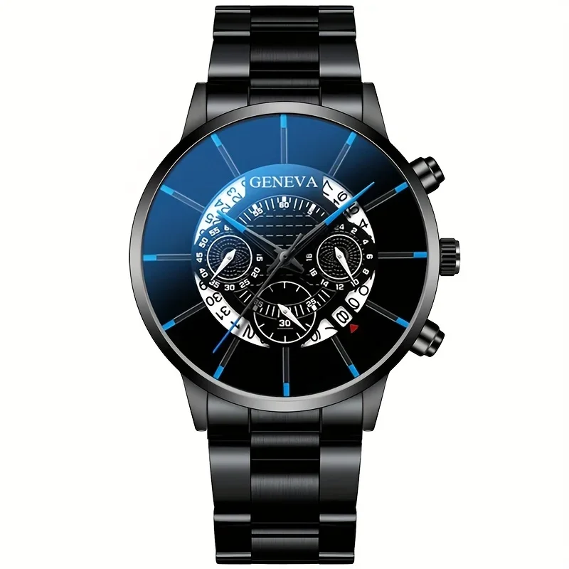 Round Dial Quartz Watch for Men, Stainless Steel Strap