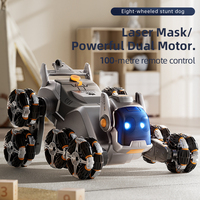Intelligent Electric Machine Dog Eight Wheeled Tail Spray Stunt Action Remote Control Robot With Four Skills Children's  kid Toy