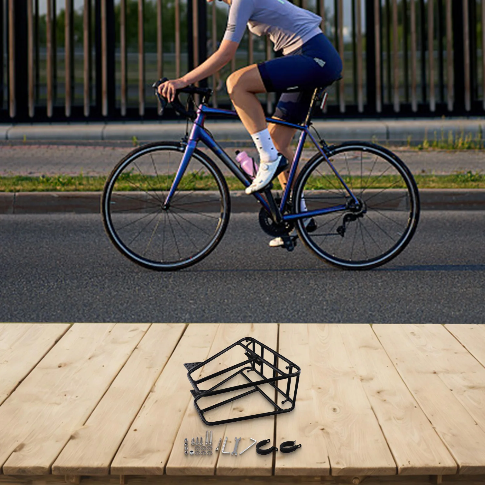 

Передняя стойка для горного велосипеда на открытом воздухе, стойка для рюкзака для велосипеда, около 30x28x14 см, легкая, хорошая совместимость