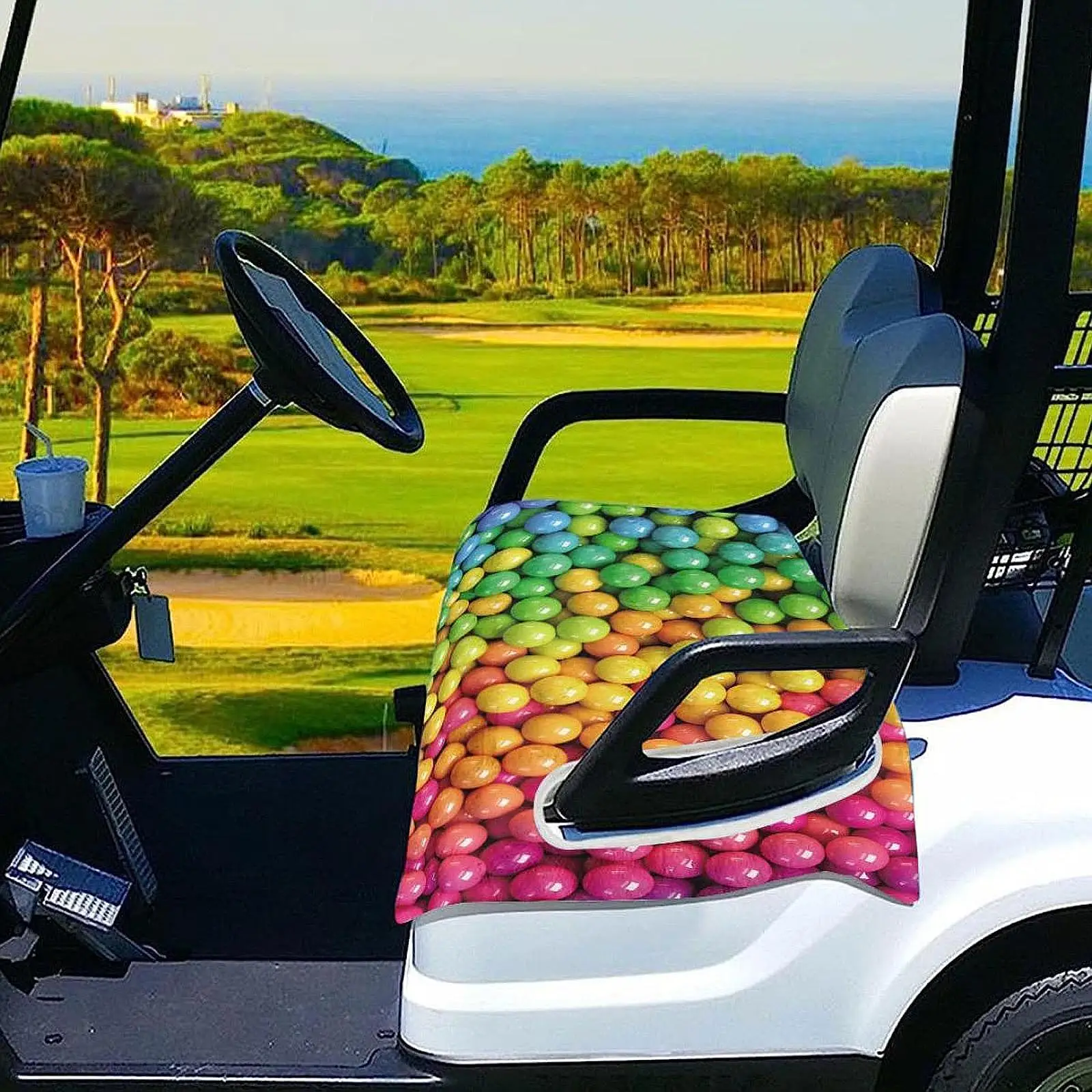Seat Cover for Most 2 Person Golf Carts Microfiber Towel Blanket Simple Install Portable Cushion for Club Use