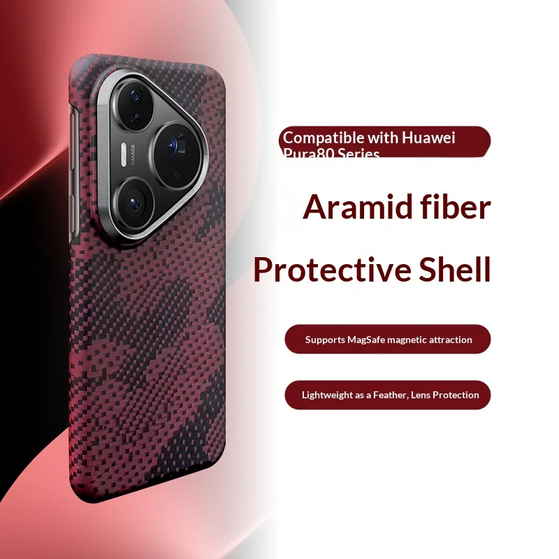 For Huawei Pura 80 70 90 Pro Max Case 100% Genuine Kevlar Aramid Fiber Phone Case Magnetic Charging Fall Prevention Back Cover