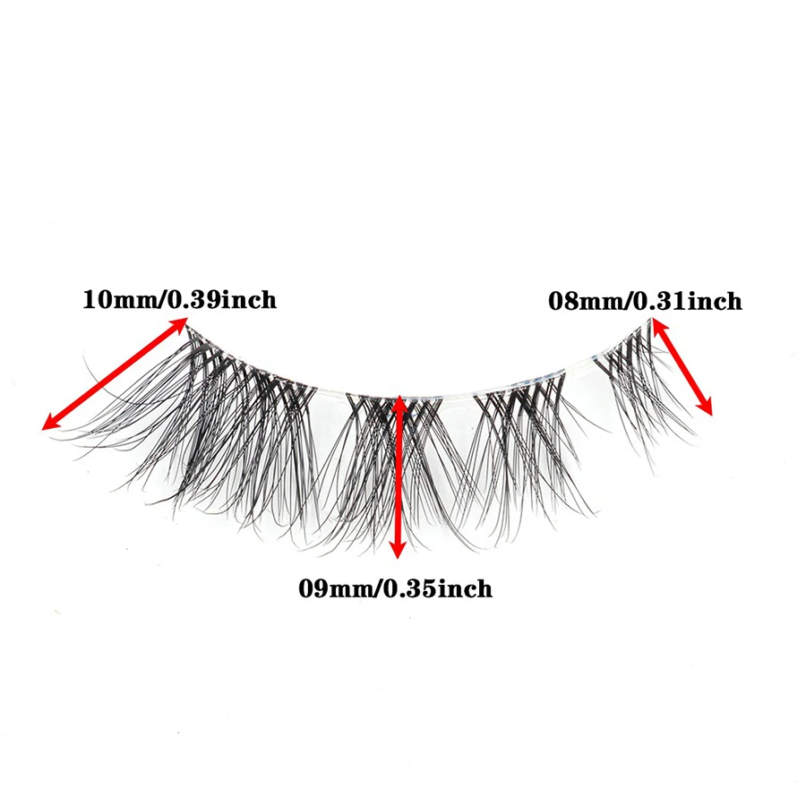 10 pairs of 3D thin lightweight fake eyelashes with natural simulation appearance, transparent stem, short anime fake eyelashes