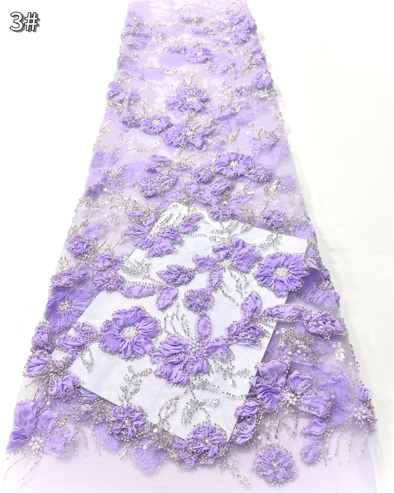 Nigeryjska koronka z cekinami, afrykańska koronka z koralikami, wysokiej jakości tkanina koronkowa 5 jardów, afrykańska francuska tiulowa koronka siatkowa, materiał na suknię ślubną