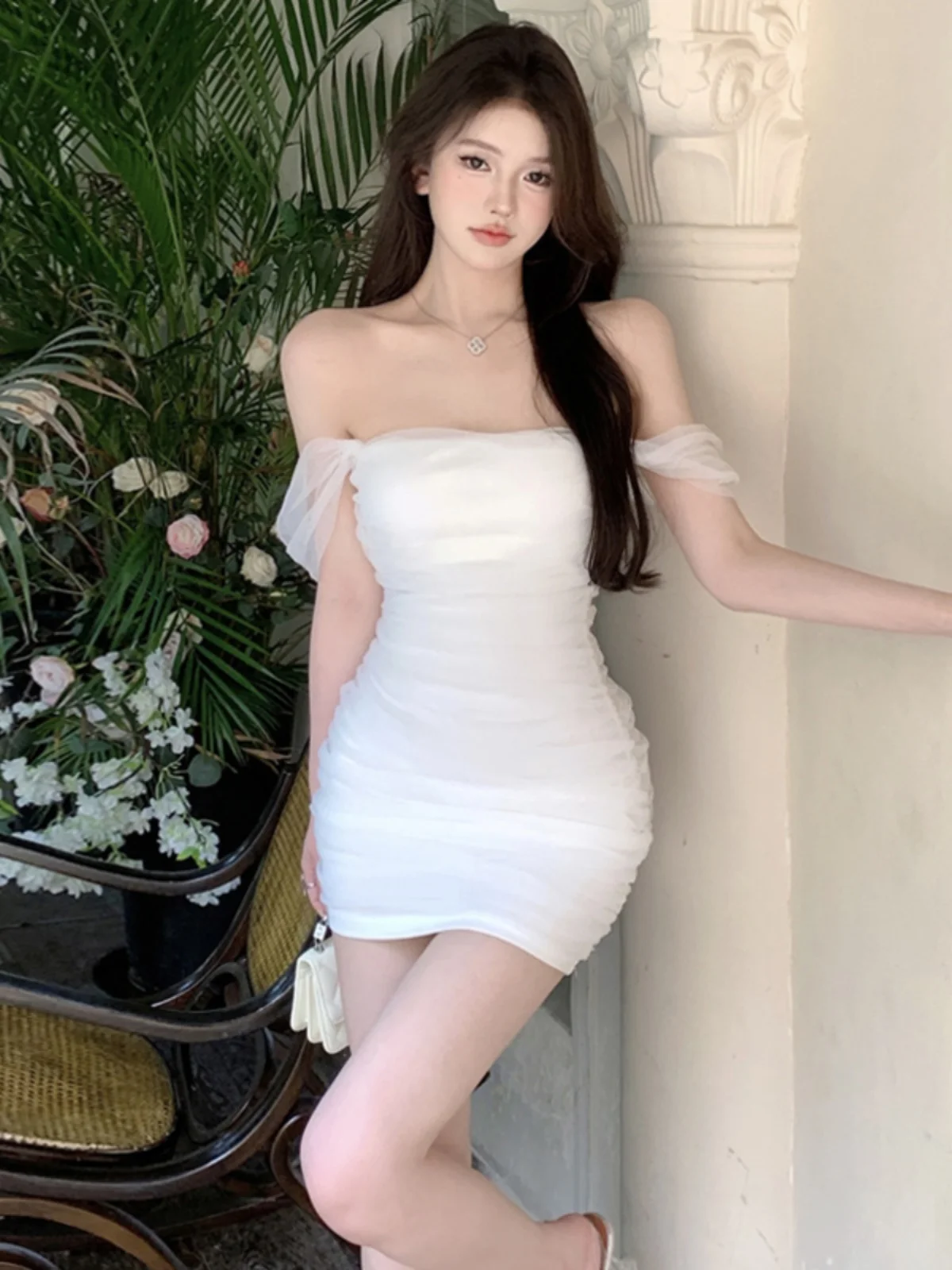 

Новая летняя плиссированная короткая юбка Pure Desire Sexy White Me Dr с высокой талией для женщин, стройнящая фигуру, в стиле Sweet Sle