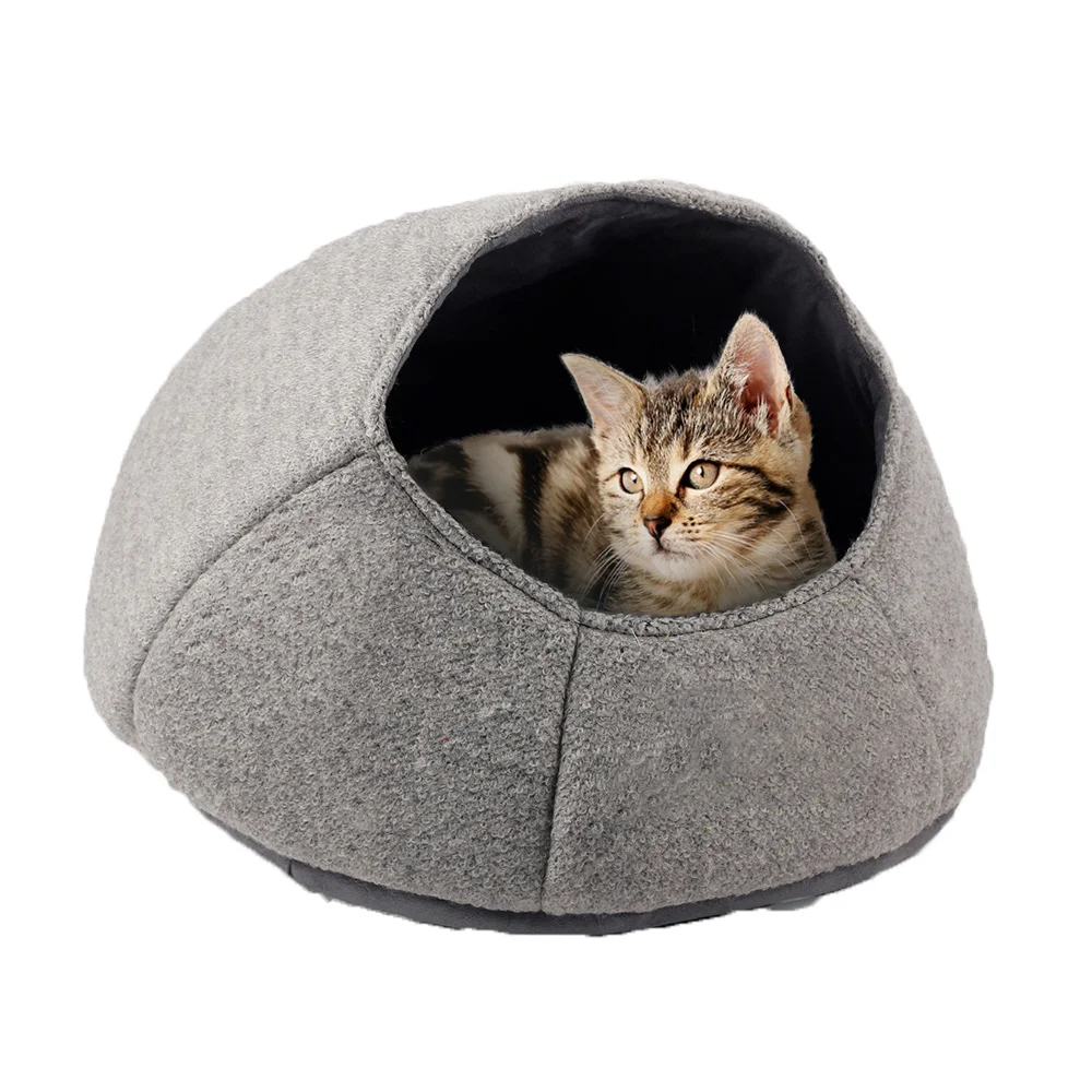 ALL FOR PAWS Cute Premium Round Kitten Gift Comfortable Cat Cave Wool Felt Cat Bed Cave