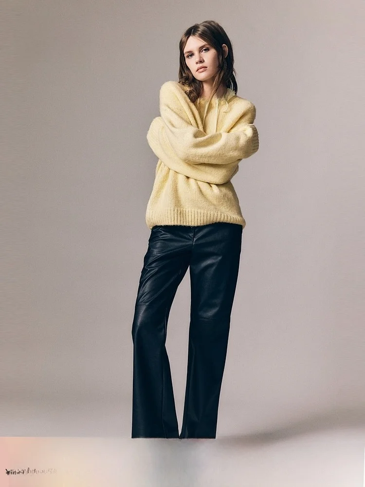 

Новое весеннее поступление, женский вязаный свитер Fine Gauge H & M, повседневный крой с заниженными плечами, полиэстер, акрил, смесь шерсти, обычные Thi...