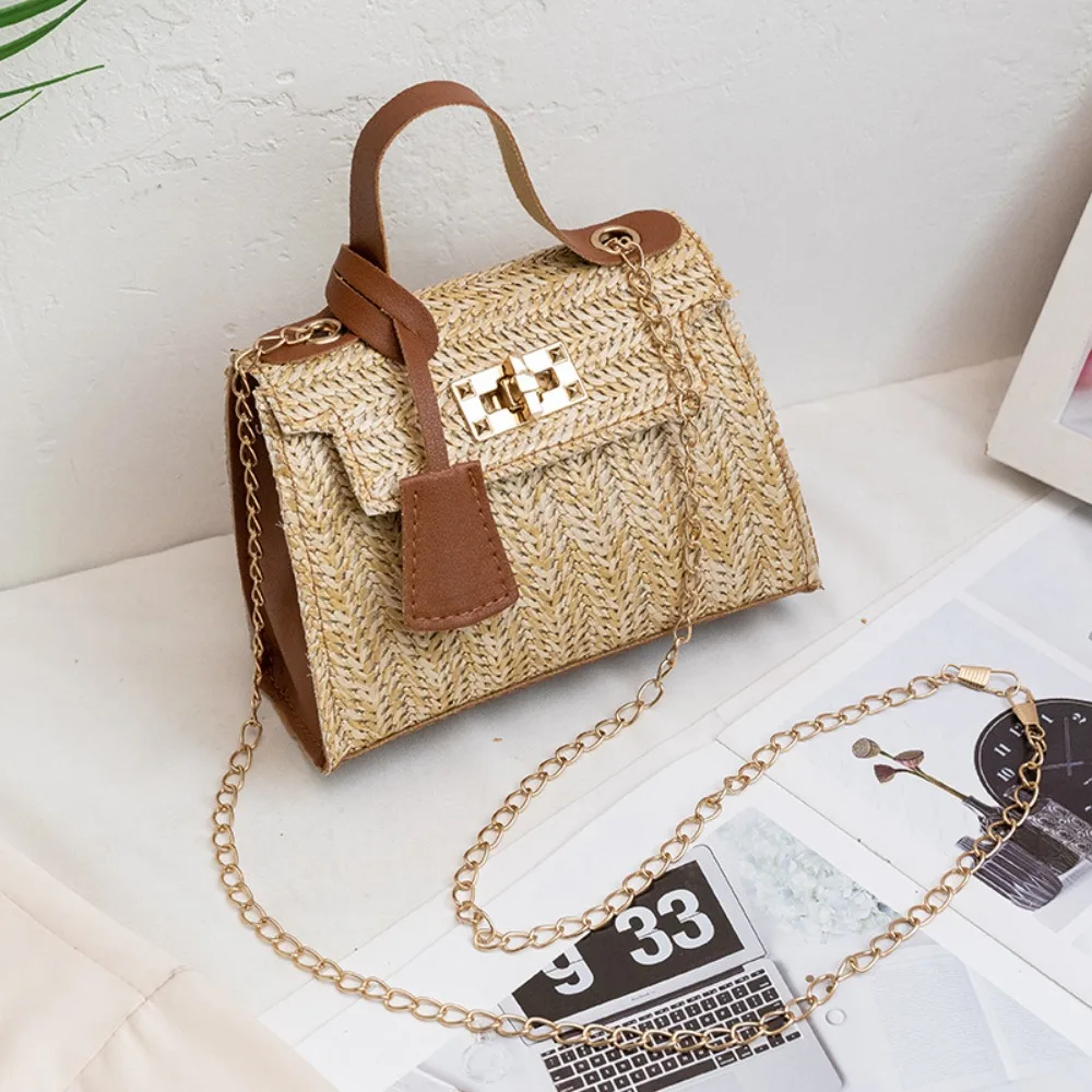 Trendy Fashion Women's Bbag New Personality Woven Handbag Temperament Kelly Bag Straw Woven Bag