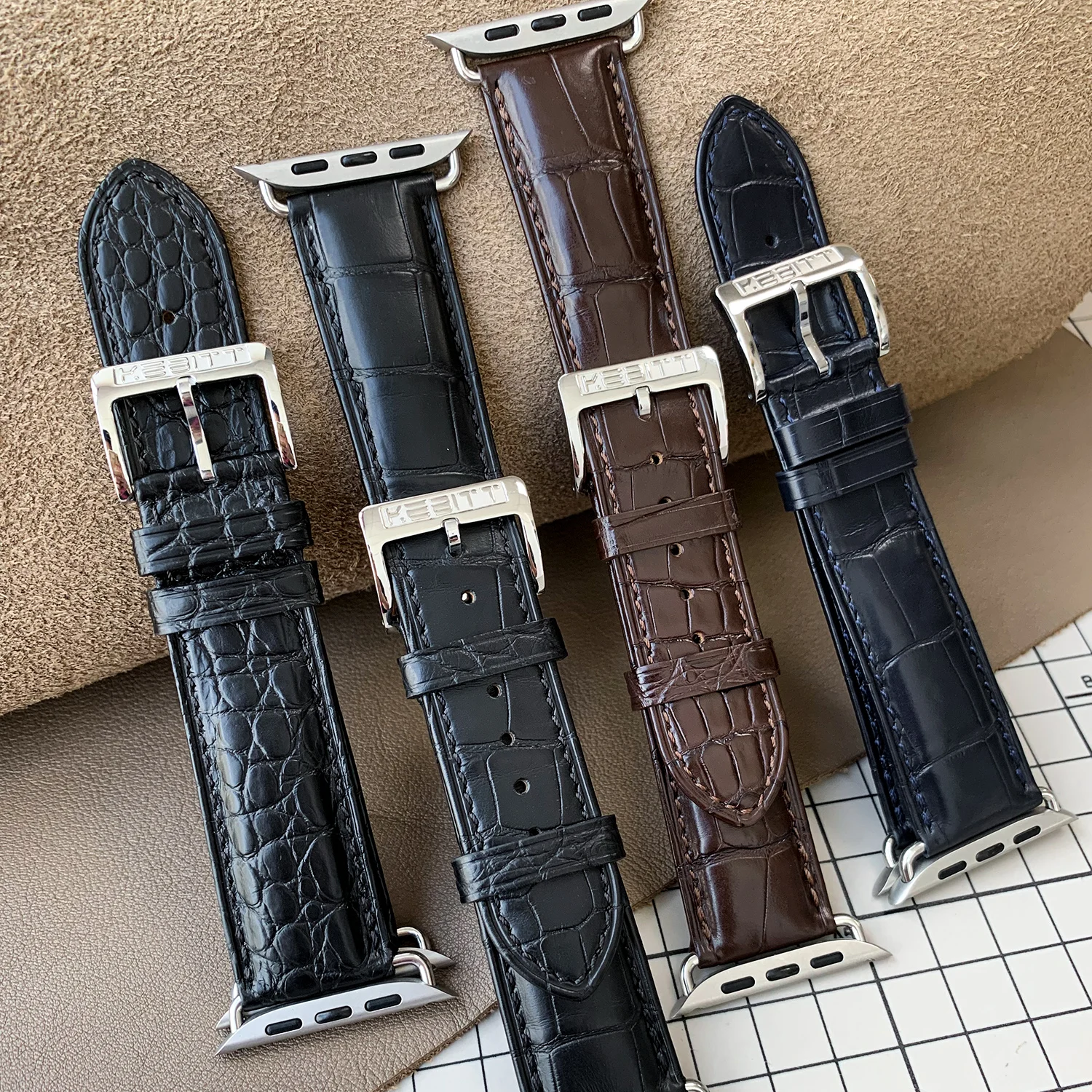 Kebitt For Apple Watch Series11 10 9 8 7 SE3 Butterfly Strap High Quality Genuine Alligator Leather Iwatch Ultra3 2 Band 49 46mm