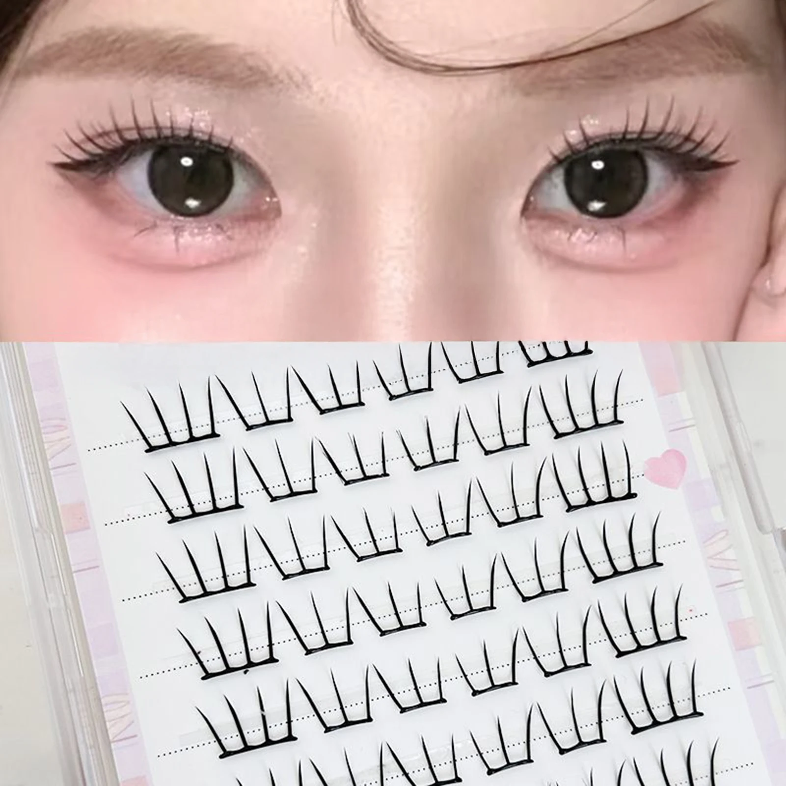 9-12mm FAI DA TE Ciglia Cluster Estensione Donne Quotidiano Aspetto Naturale Comico Ciglia Finte Coreano a forma di U Ciglia Finte Strumento di Trucco