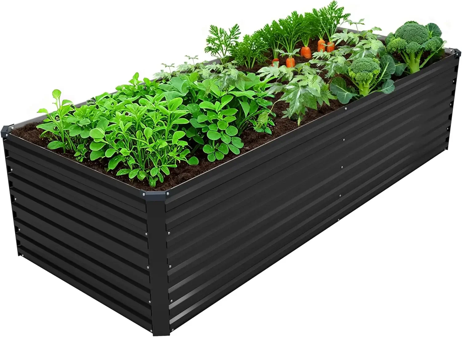 

Galvanized Raised Garden Bed Kit 8x2x2ft Large Rectangular Metal Planter Box for Vegetables Flowers Herbs on Patio