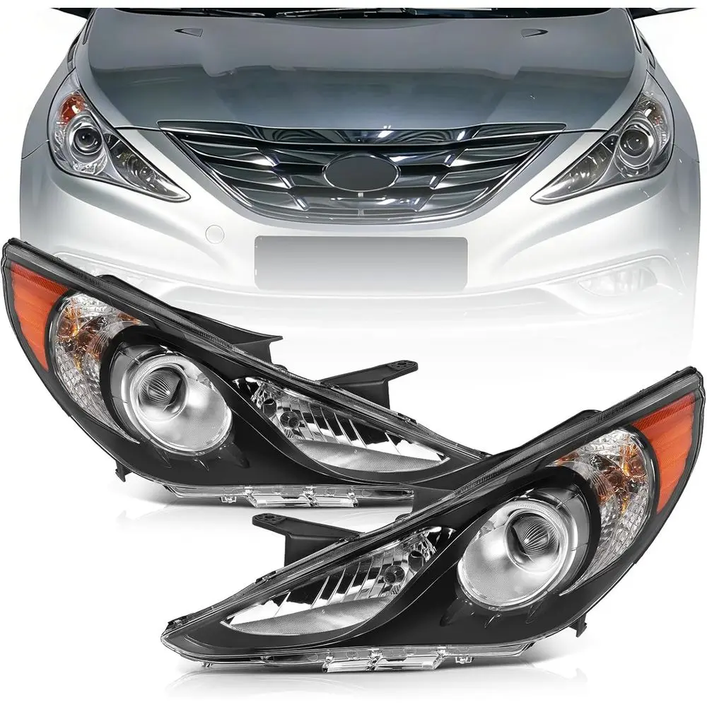 

Фара в сборе для Hyundai Sonata 2011-2014, проекционная, в заводском стиле, черный корпус, янтарный отражатель, прозрачное стекло