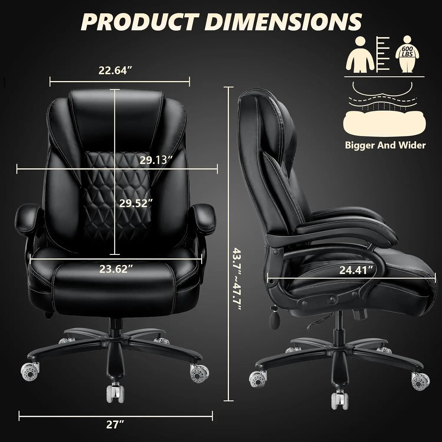 600lbs Heavy Duty Office Chair Pocket Spring Cushion Ergonomic Adjustable Lumbar Support Computer Chair Rubber Wheel, Customized