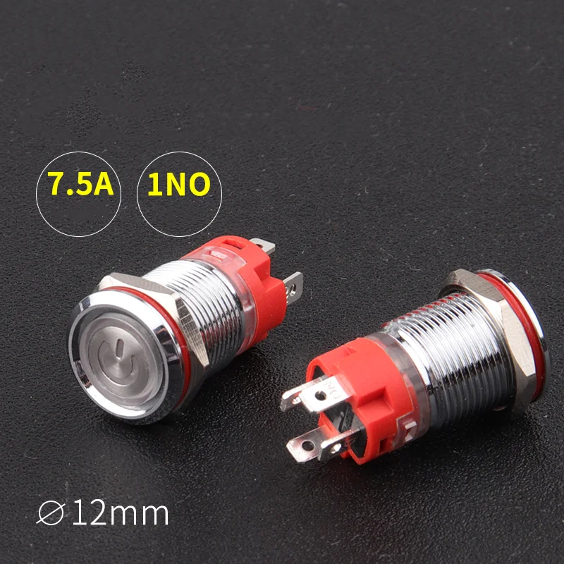 12mm/16mm/19mm/22mm High Current Metal Button Switch Led 3-220v Self-healing Self-locking Button Power Start Switch Waterproof