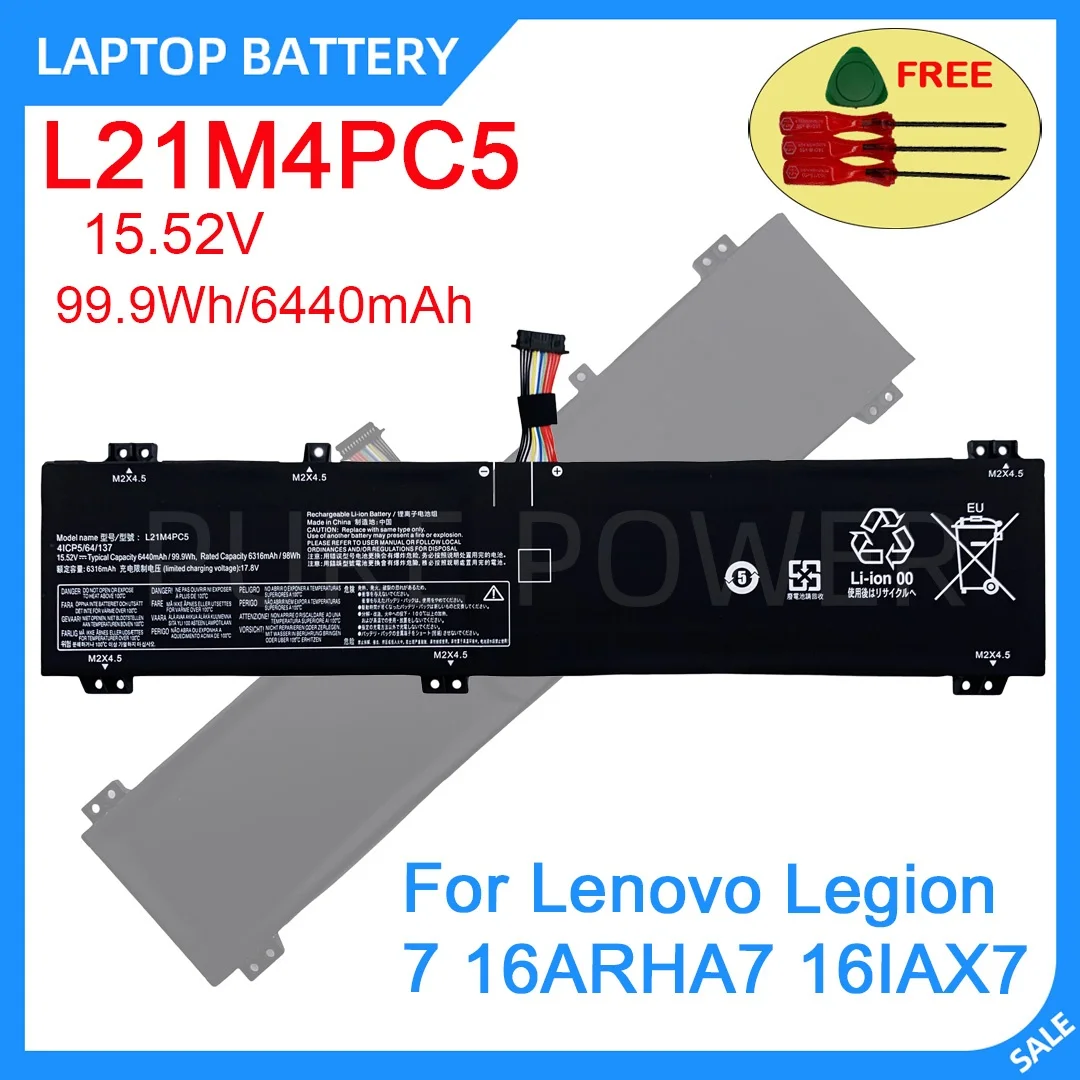 New Laptop Battery L21M4PC5 15.52V 99.9WH 6440mAh High Quality Durable Safe For Lenovo Legion 7 16ARHA7 16IAX7