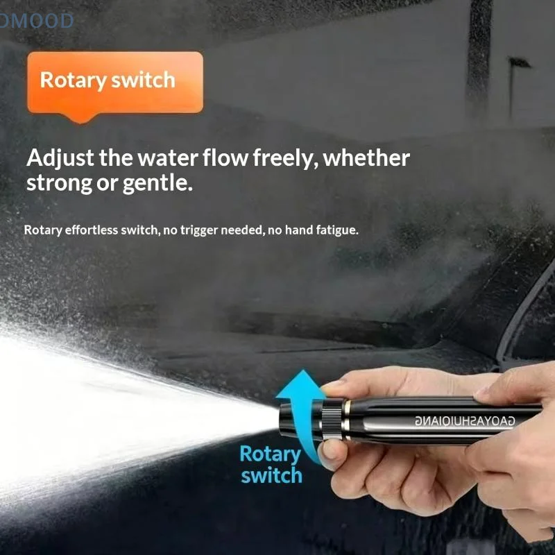 【CR】High Pressure Water Gun Adjustable Nozzle Black Non-Slip Grip for Household Car Wash Plant Watering Pet Shower Use