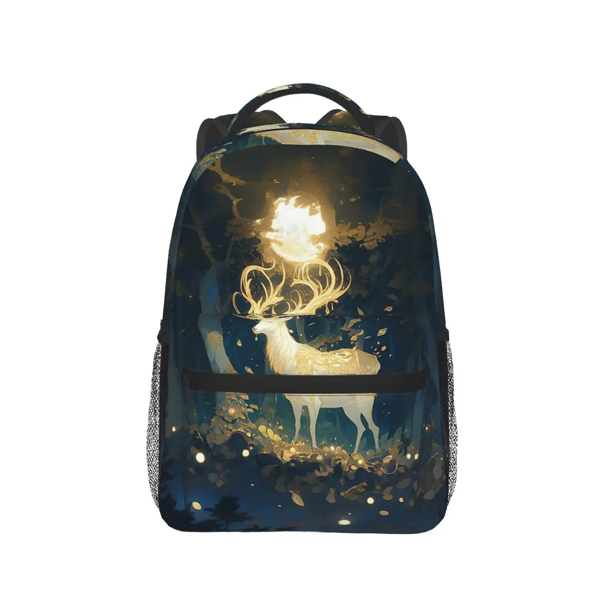 

Mysterious Deer And Firefly In The Forest Backpack Hot Sale Daypack Large Capacity Children BookBag School Bag Shoulder Bags