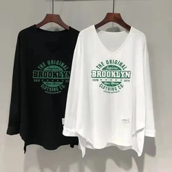 レディース長袖グラフィックTシャツ,レディースTシャツ,ラージサイズTシャツ,秋の服,プラスサイズ5XL, 150kg