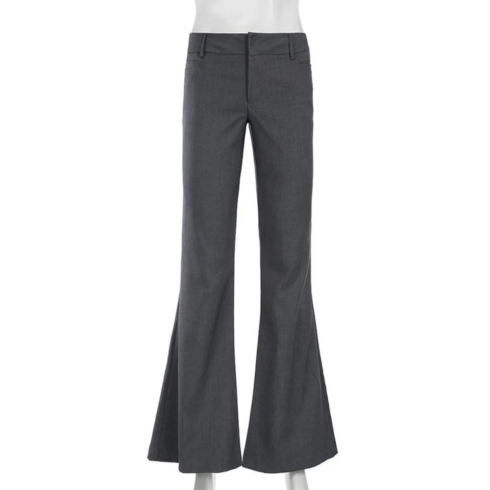 BKLD American Style Vintage Pants Commuting Low Waist Straight Leg Flare Pants Slimming Fashion Casual Suit Trousers For Women