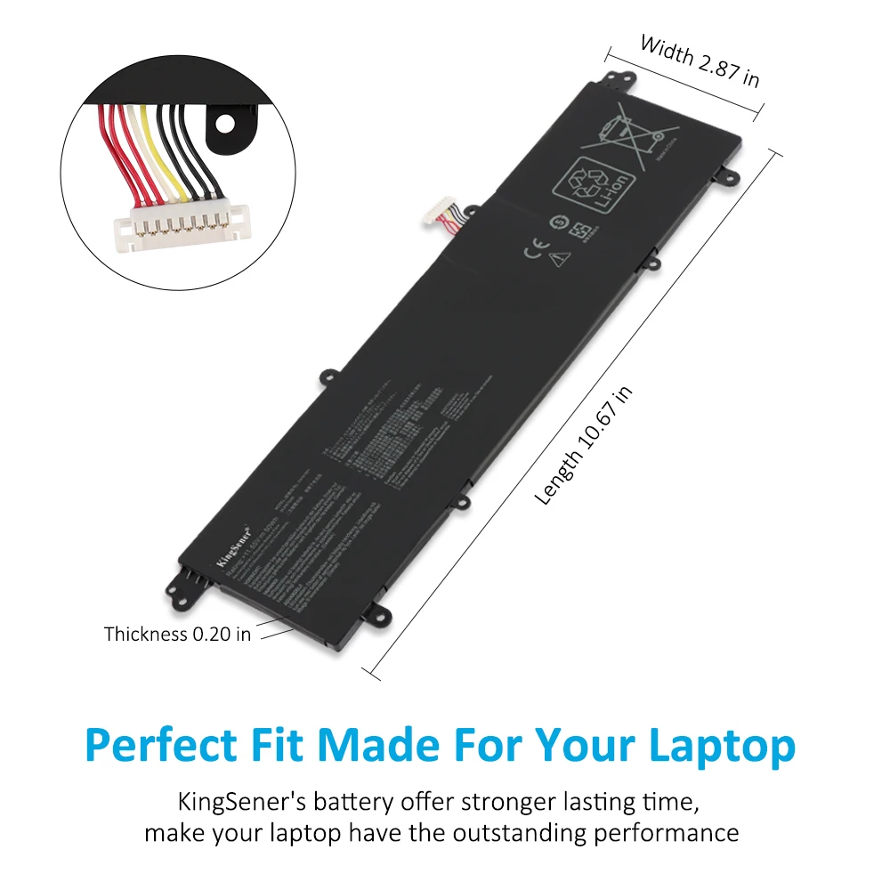 KingSener C31N1821 Laptop Battery For ASUS ZenBook S13 UX392 UX392FA UX392FN UX392FN-XS71 0B200-03210100 11.55V 50WH
