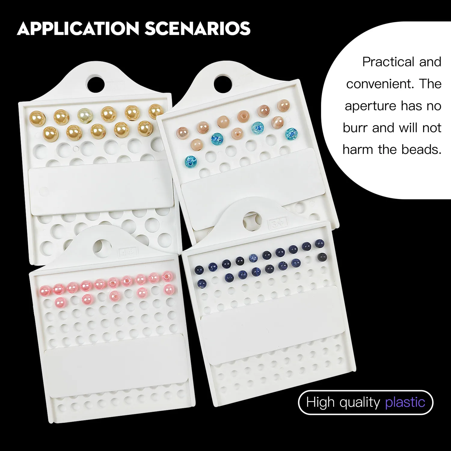 XUQIAN Bead Counter Set 4 Trays in Assorted Sizes 3-8mm Adjustable Slider for Set Quantities Use to Count Sort Organize Beads