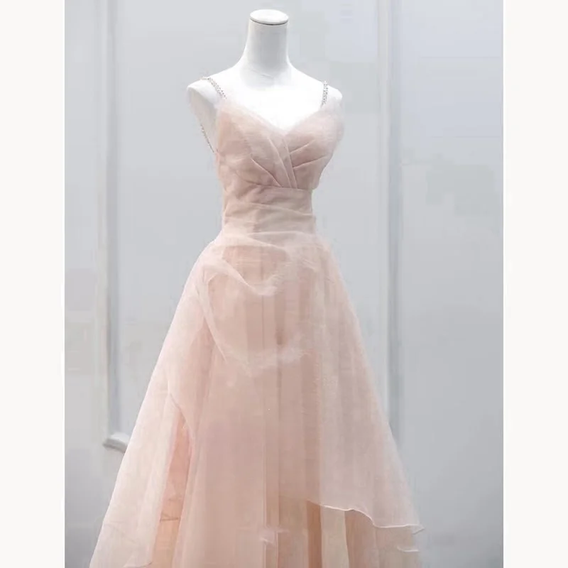 Pink light luxury niche birthday adult toasting dress