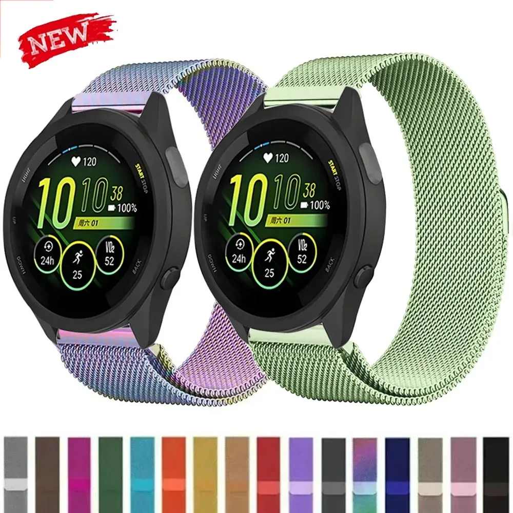 Correa milanesa de 20mm y 22mm para Garmin Forerunner 165 55 645 265 965 255/Active 5/Vivomove Trend/Venu 3/2, pulsera de Metal