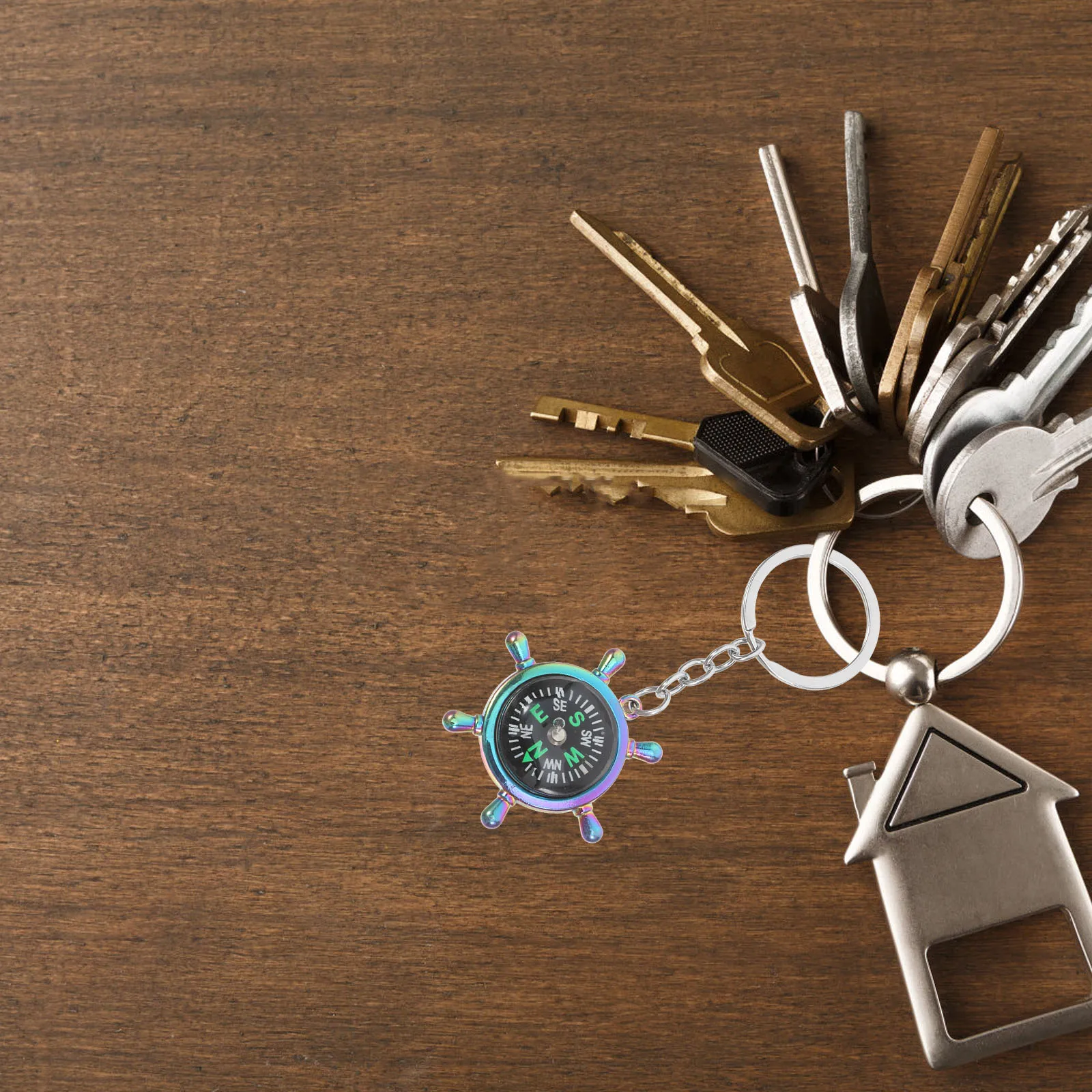 

Rudder Compass Keychain Creative Metal Keychain Unique Car Accessory Style Pendant Survival Hiking Gift Men Alloy