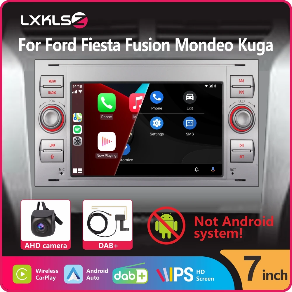 Car Radio with Wireless Carplay Android Auto for Ford Focus Mondeo Kuga C-Max with 7