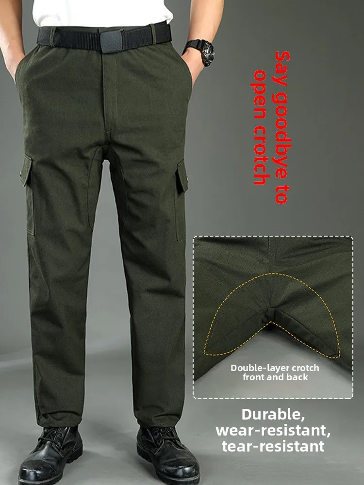 Durable Men's Work Pants Wear-Resistant Construction Site  Welding Autumn Winter Labor Protection Suit Long Pants for...