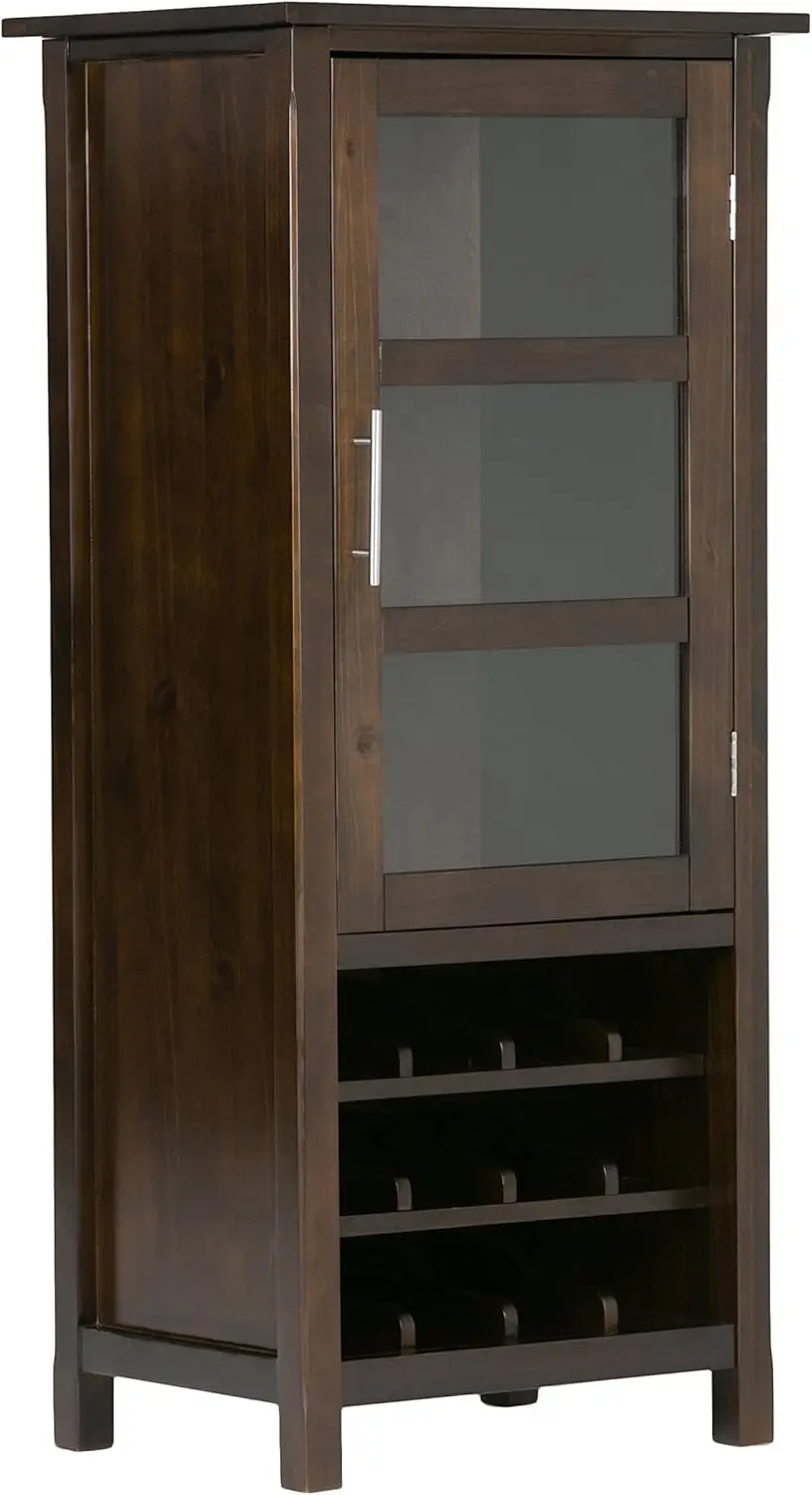 Avalon 12-Bottle SOLID 22 Inch Wide Contemporary High Storage Wine Rack Cabinet in Dark Tobacco Brown, For the L