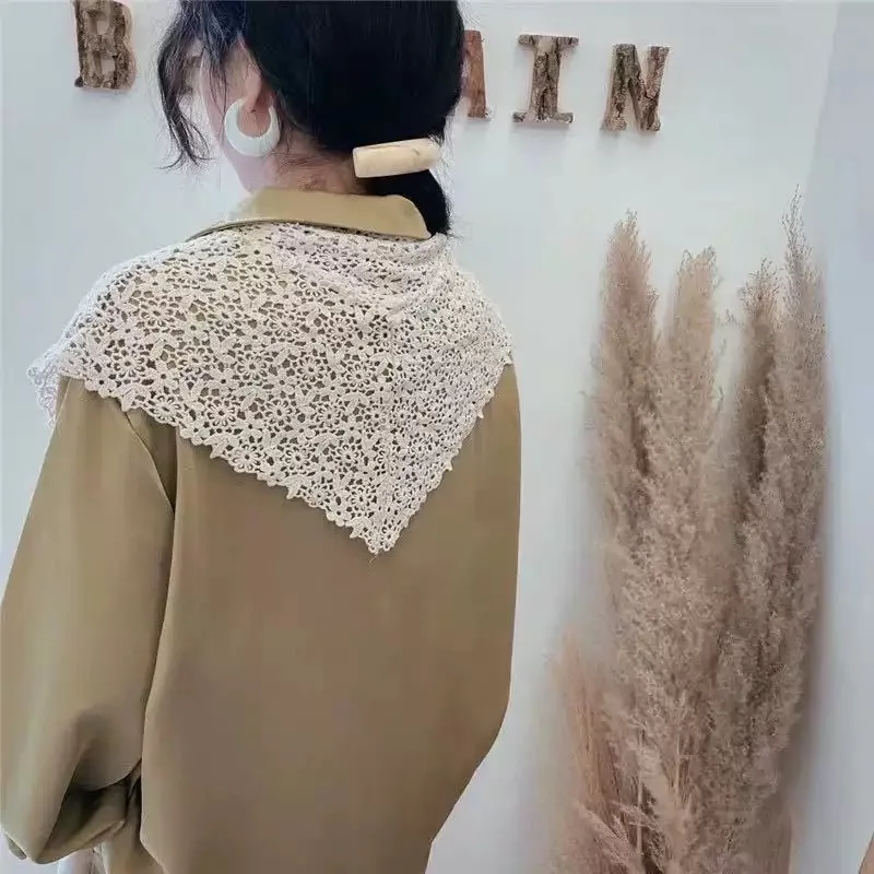 Women Floral Lace Hollow Out Fake Collar Fashion Shawl Lap Shoulder Detachable Versatile False Collar Blouse Top Accessories