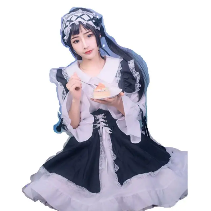 2023 Novo Preto e Branco Lolita Cosplay Traje Vestido Adulto Senhoras Aniversário Festa Show Vestido Traje