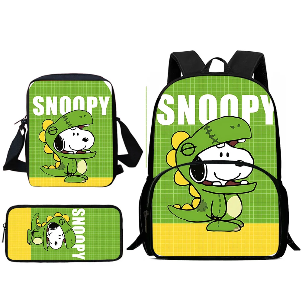 Cute Cartoon Snoopys Child Mochilas, bolsa de ombro, estojo de lápis, bolsas escolares, grande capacidade, melhor presente para meninos e meninas,