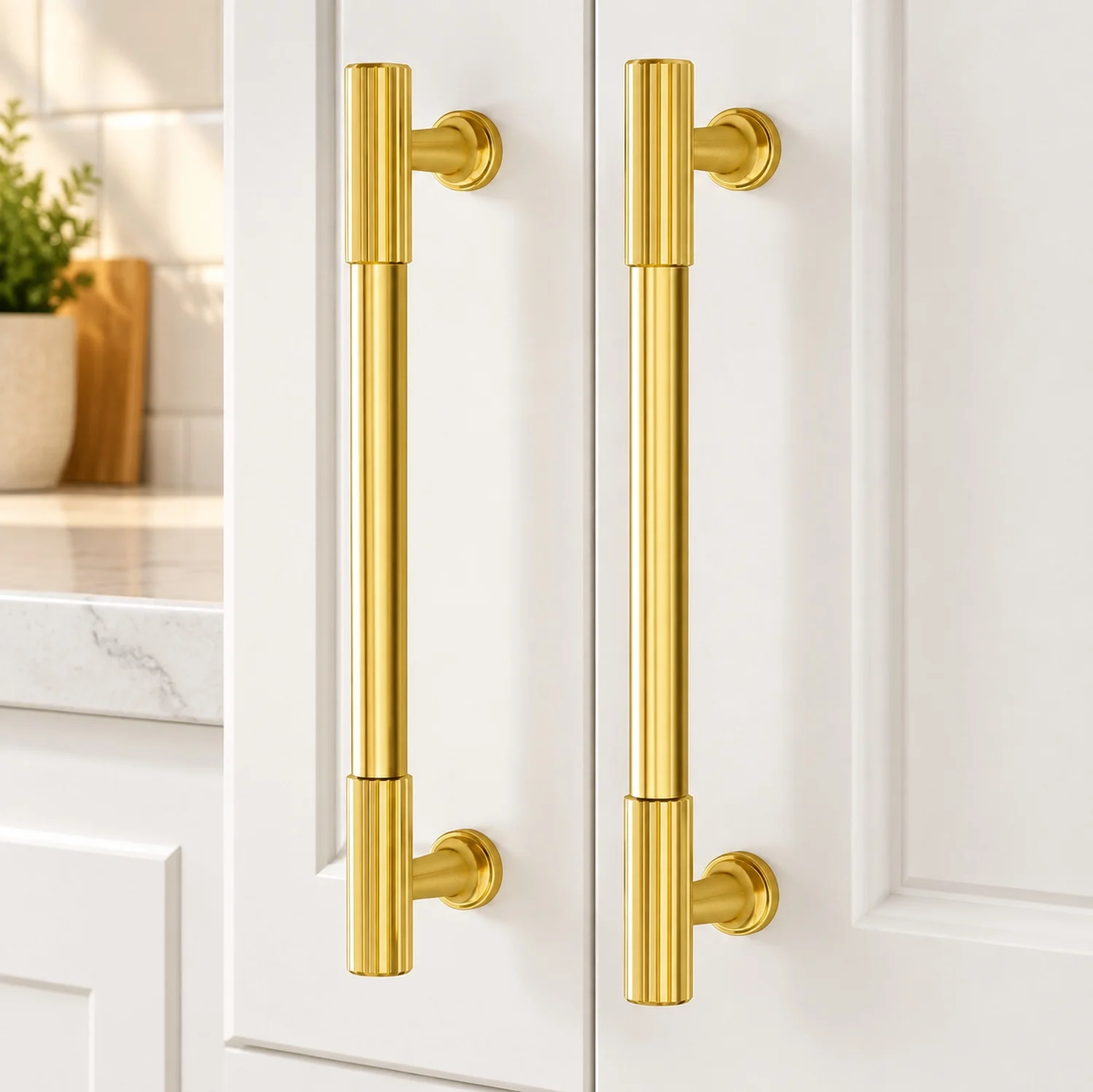20 Pack Brushed Brass Gold Cabinet Handles, 5