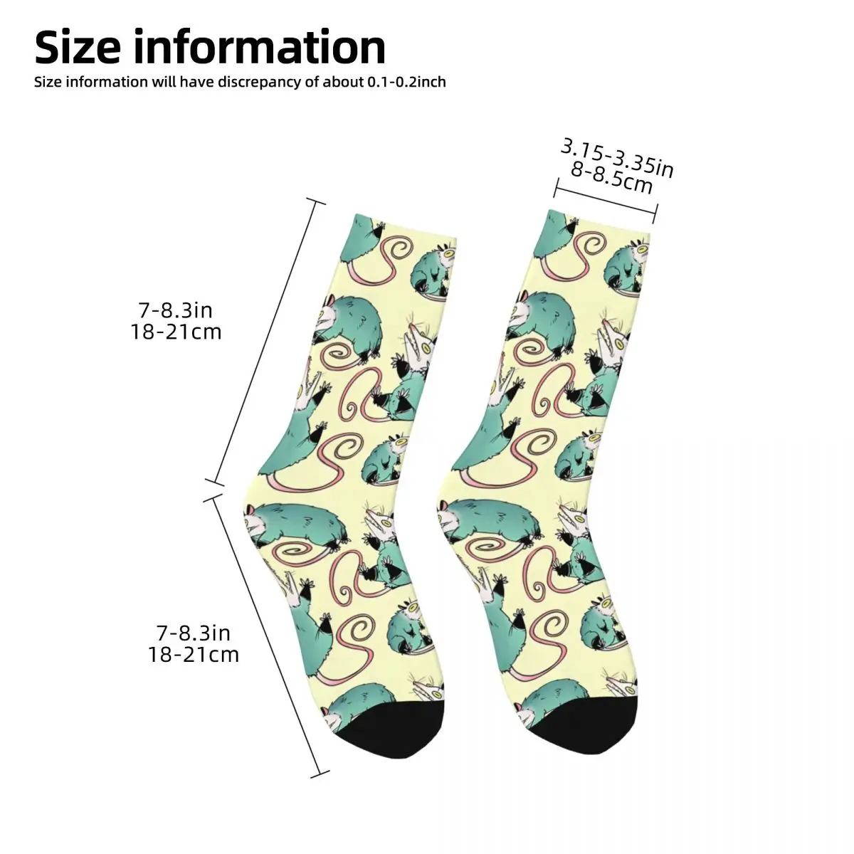 Crazy Sock for Men Trash Cats Hip Hop Harajuku Opossum Cute Animal Happy Quality Pattern Printed Boys Crew Sock Casual Gift