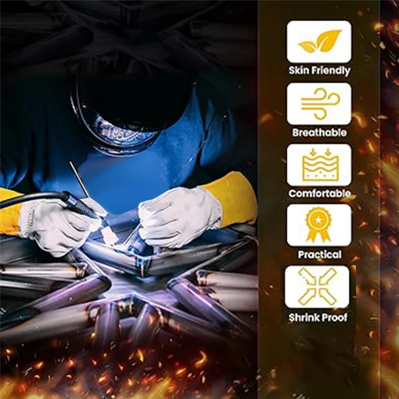 

B84B-Professional Grade Unlined Grain Leather Gloves With Fireproof Cuff, Perfect For Welding And Work Safety